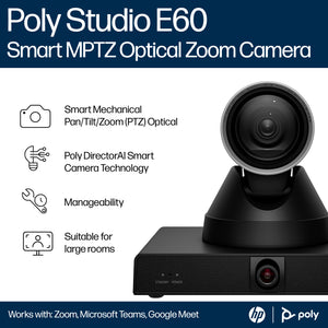 HPE HP Poly Studio E60 Smart Camera 4K MPTZ with 12x Optical Zoom (9W1A6AA#AC3) - Cartouches Certifiees