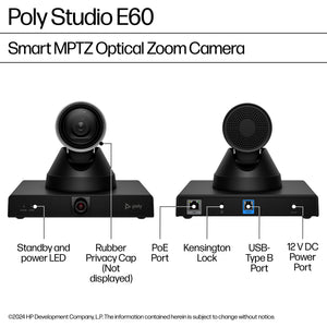 HPE HP Poly Studio E60 Smart Camera 4K MPTZ with 12x Optical Zoom (9W1A6AA#AC3) - Cartouches Certifiees
