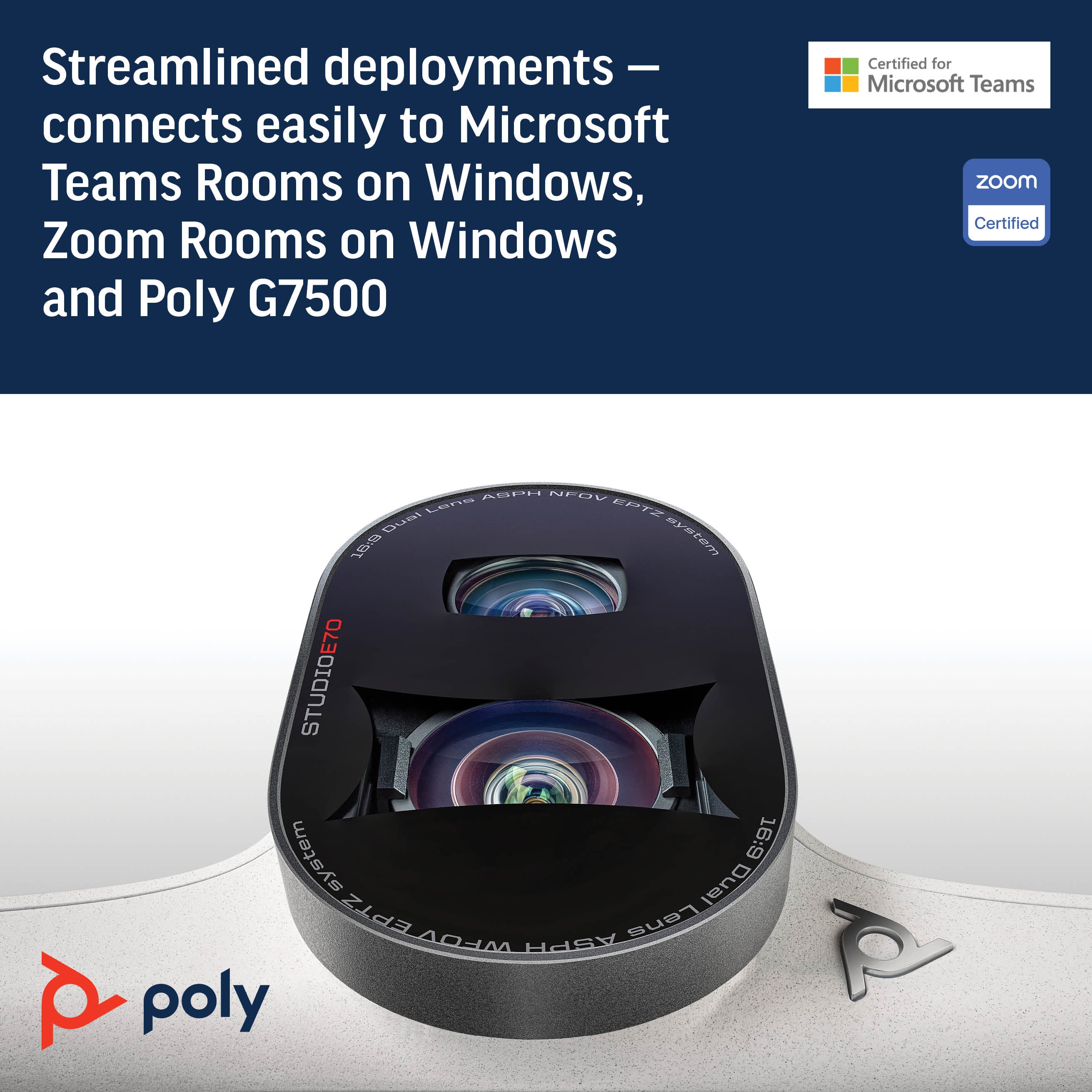 HPE HP Poly Studio E70 Smart Camera (842F8AA) - Cartouches Certifiees