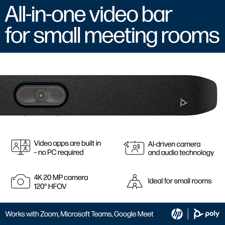 HPE HP Poly Studio X32 video conferencing system 20 MP Ethernet LAN Video collaboration bar (A3SV5AA#ABA) - Cartouches Certifiees