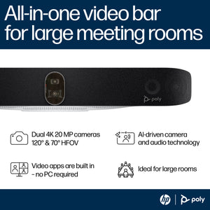 HPE HP Poly Studio X72 All-In-One Video Bar video conferencing system 20 MP Ethernet LAN Video collaboration bar (A4LZ8AA#ABA) - Cartouches Certifiees