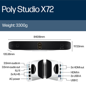 HPE HP Poly Studio X72 All-In-One Video Bar video conferencing system 20 MP Ethernet LAN Video collaboration bar (A4LZ8AA#ABA) - Cartouches Certifiees