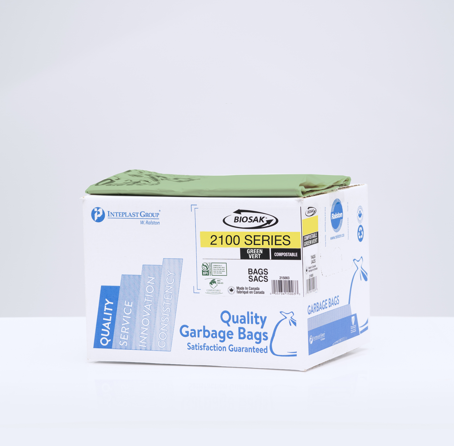 INTEPLAST GROUP 30 X 38 Green 125 Bags Compostable (217317) - Cartouches Certifiees