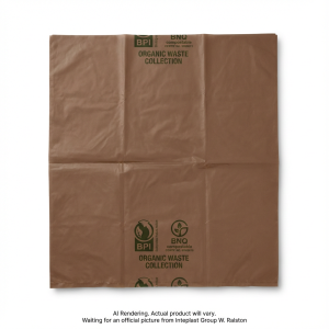 INTEPLAST GROUP Compostable Bags 29" X 30" Rehrig 40 litre Liner/Bac Vert Brown - 10 Bags (050703B) - Cartouches Certifiees