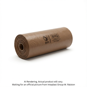 INTEPLAST GROUP Compostable Bags 48" X 60" Cart Liner/ Doublure Bac Roulant Brown - 5 Bags (051603B) - Cartouches Certifiees