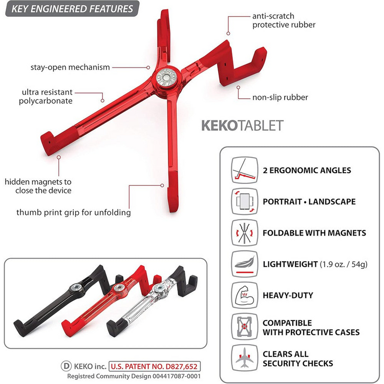 KEKO Universal Tablet Stand - Red (KT-R-U) - Cartouches Certifiees