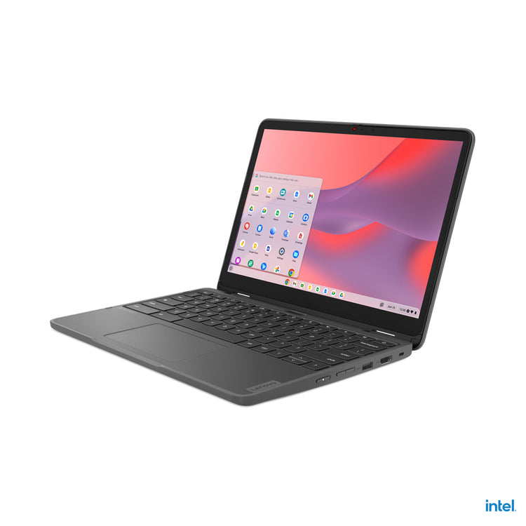 LENOVO 500e Yoga Chromebook Gen 4 Intel® N N100 31 cm (12.2") Touchscreen WUXGA 4 GB LPDDR5-SDRAM 32 GB eMMC Wi-Fi 6E (802.11ax) ChromeOS Grey QWERTY US English (82W4000AUS) - Cartouches Certifiees