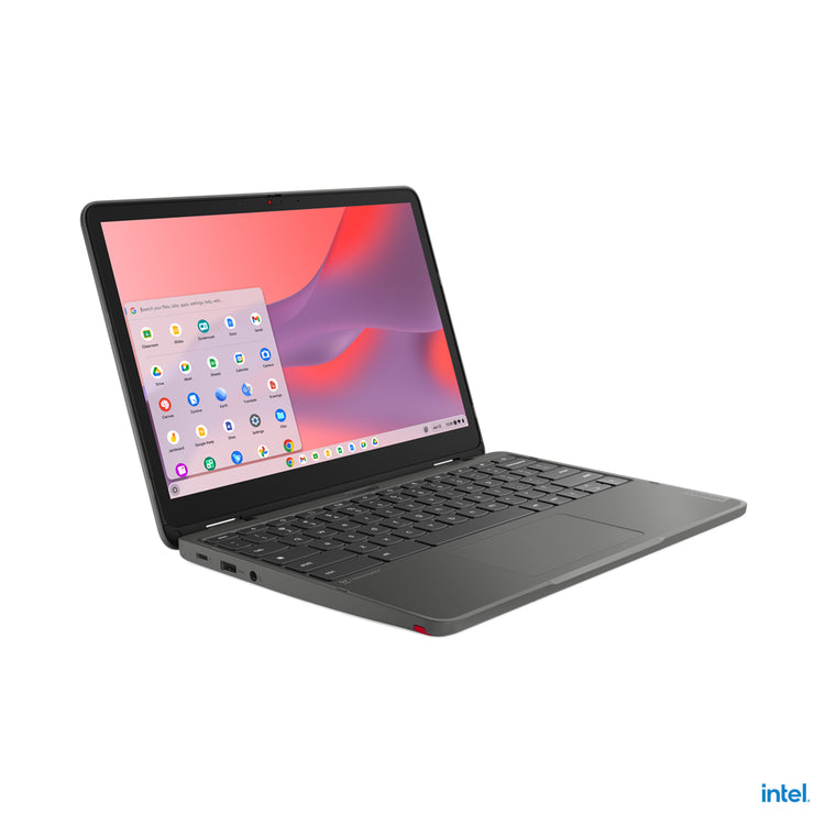 LENOVO 500e Yoga Chromebook Gen 4 Intel® N N100 31 cm (12.2") Touchscreen WUXGA 4 GB LPDDR5-SDRAM 32 GB eMMC Wi-Fi 6E (802.11ax) ChromeOS Grey QWERTY US English (82W4000AUS) - Cartouches Certifiees