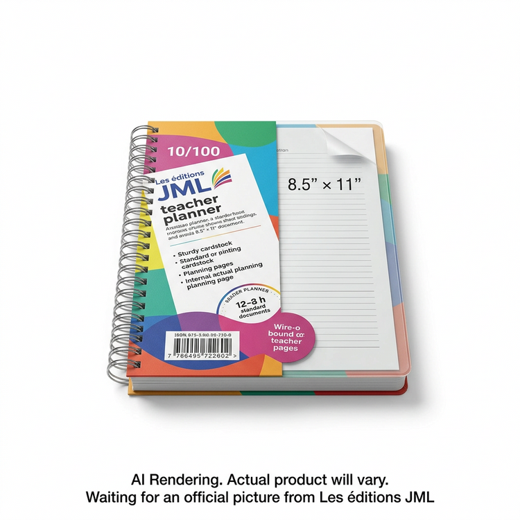 LES ÉDITIONS JML Teacher planner 2026-2027, Daily plan book 8 periods + record of marks 6 periods (#10/100) - Cartouches Certifiees