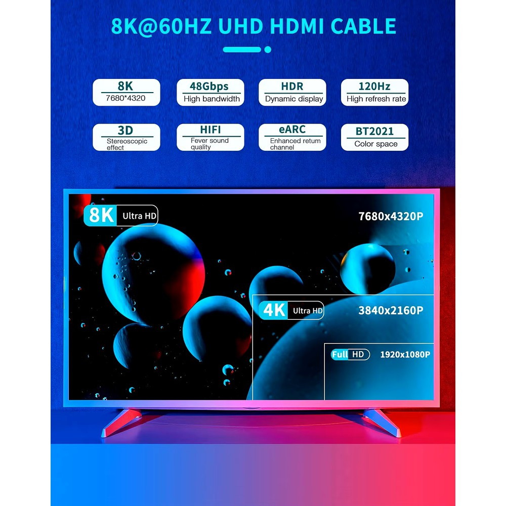 MLINK HDMI® 2.1 Braided Cable 8K Ultra HD 48Gbps HDR 3D - 1m (3.3') (96562) - Cartouches Certifiees