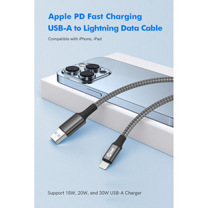 MLINK Lightning to USB Braided Fast Charging Cable PD20W 5V/2.4A - 1m (3.3') (96505) - Cartouches Certifiees