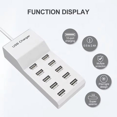 MLINK Smart USB Charger 50W, 10 Ports, 5V 2.4A/1A (96520) - Cartouches Certifiees
