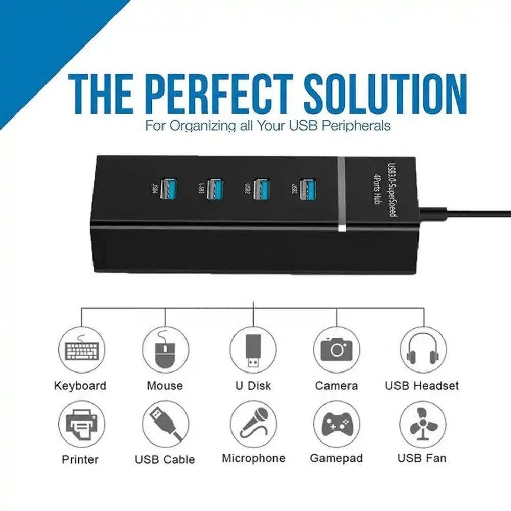 MLINK USB 3.0 4-Port Hub, Black (96570) - Cartouches Certifiees