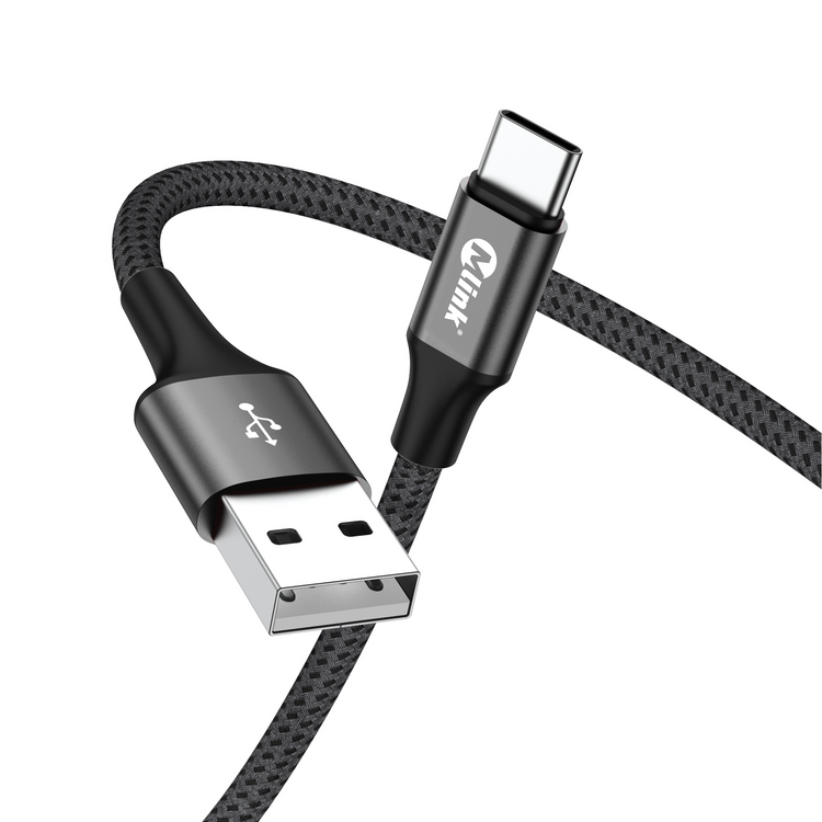 MLINK USB-A to USB-C Braided Fast Charging Cable PD20W 5V/2.4A - 1m (3.3') (96502) - Cartouches Certifiees