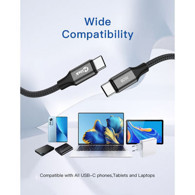 MLINK USB-C Braided Fast Charging Cable PD60W 20V/3A - 2m (6.6') (96558) - Cartouches Certifiees