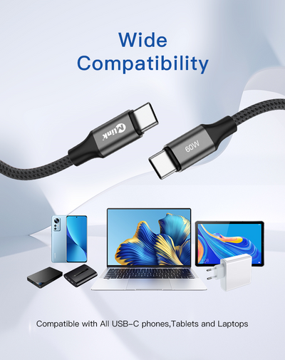 MLINK USB-C Braided Fast Charging Cable PD60W 20V/3A - 3m (10') (96559) - Cartouches Certifiees