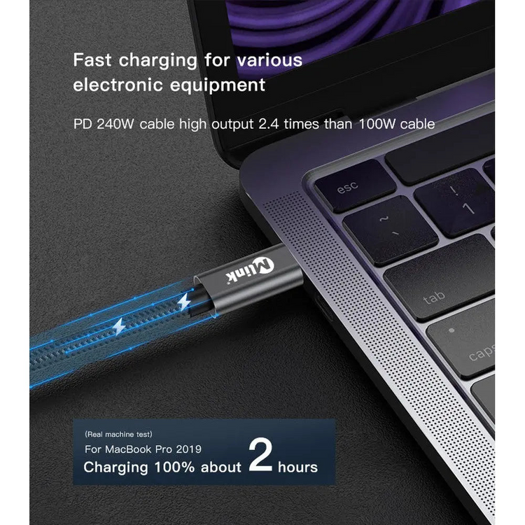 MLINK USB-C Braided High-Speed Transfer Cable PD240W 20Gbps - 1m (3.3') (96587) - Cartouches Certifiees