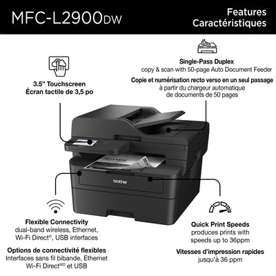 Printer BROTHER MFC-L2900DW (MFCL2900DW) - Cartouches Certifiees