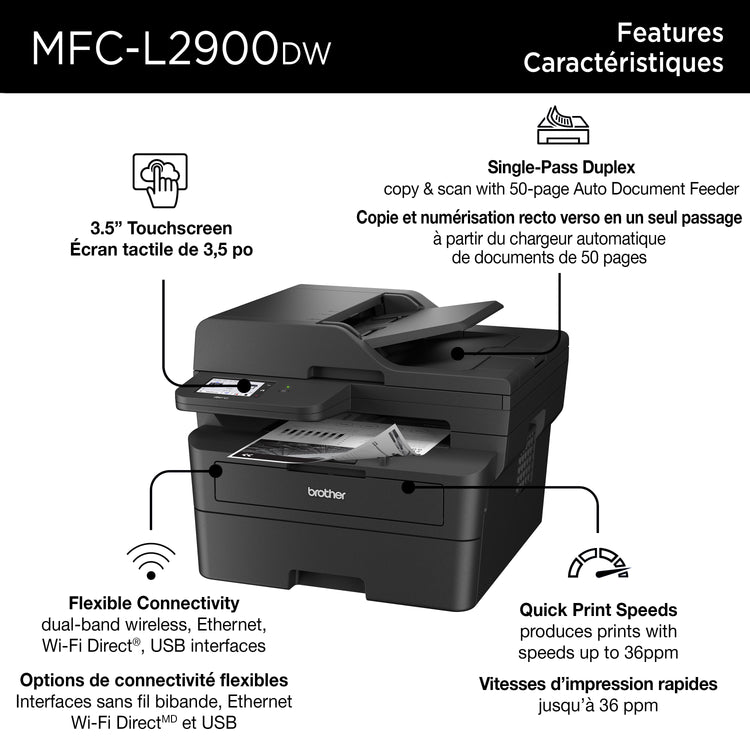 Printer BROTHER MFC-L2900DW (MFCL2900DW) - Cartouches Certifiees