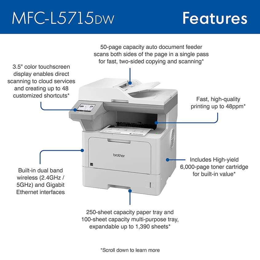 Printer BROTHER MFC-L5715DW (MFCL5715DW) - Cartouches Certifiees