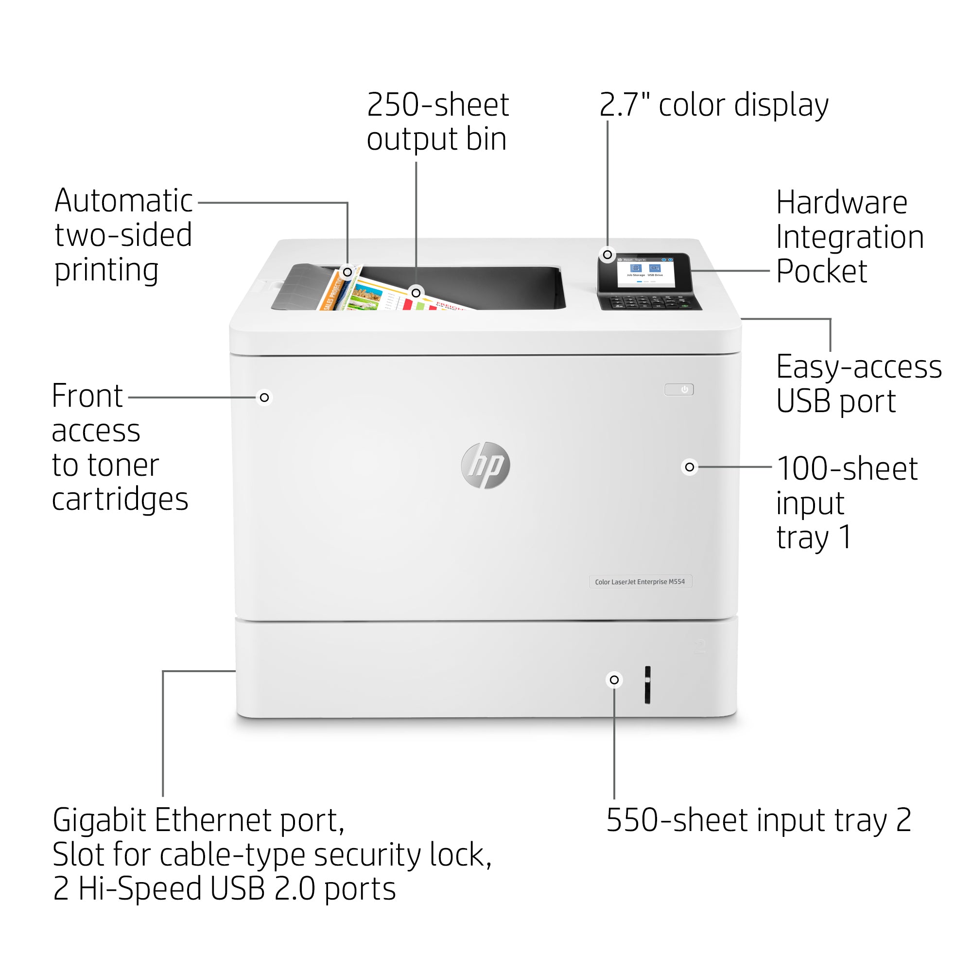 Printer HP Color LaserJet Enterprise M554dn (7ZU81A) - Cartouches Certifiees