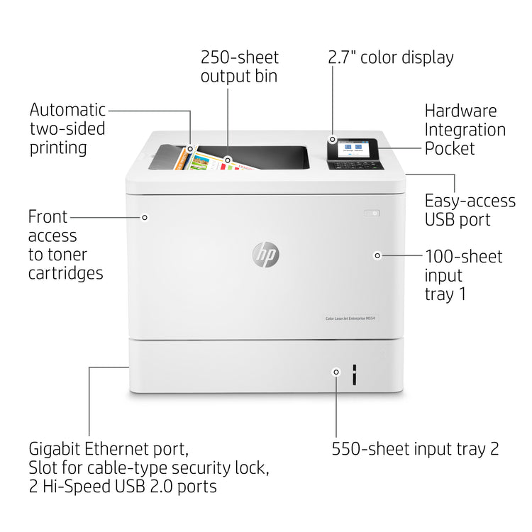 Printer HP Color LaserJet Enterprise M554dn (7ZU81A) - Cartouches Certifiees