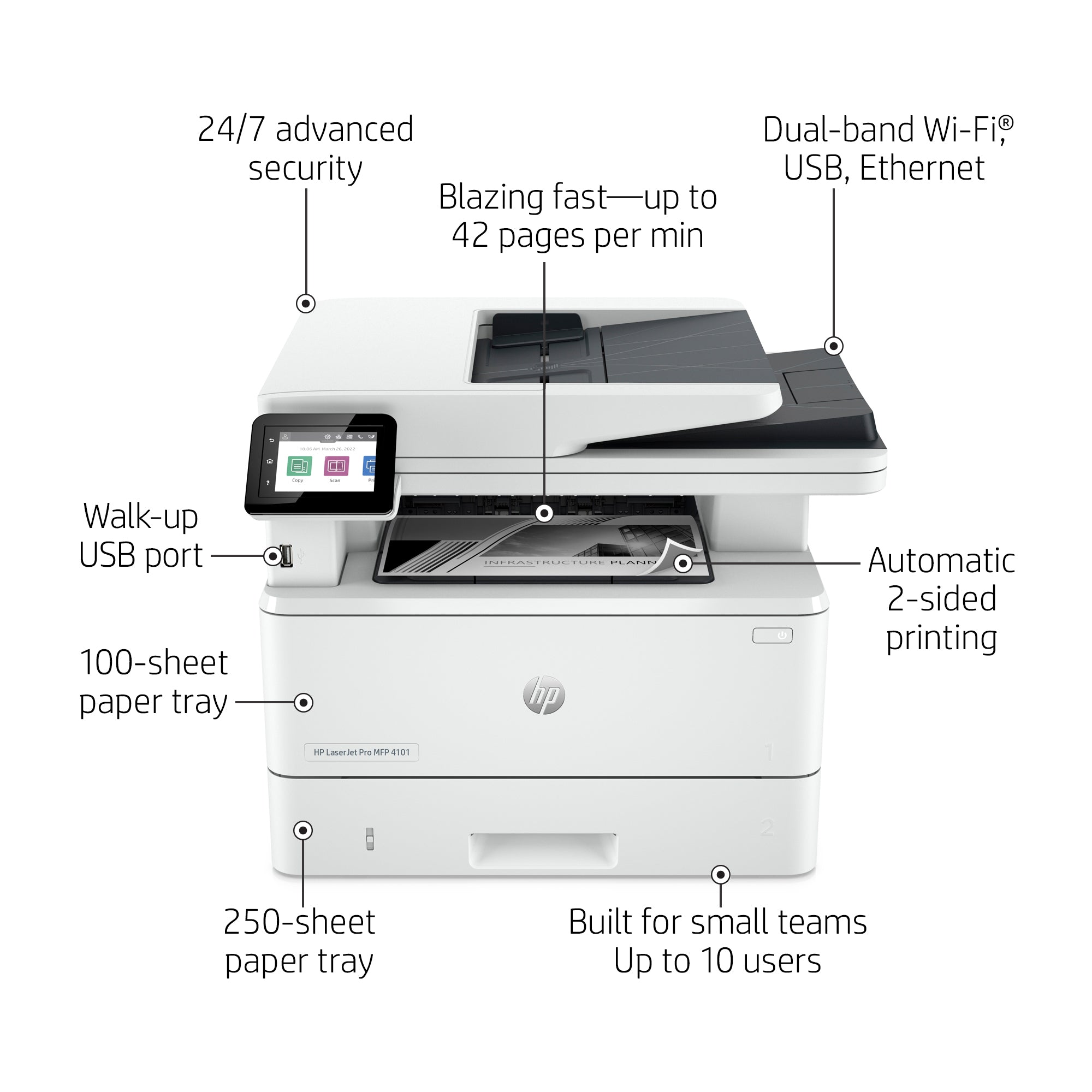Printer HP LaserJet Pro MFP 4101fdw (2Z619F) - Cartouches Certifiees