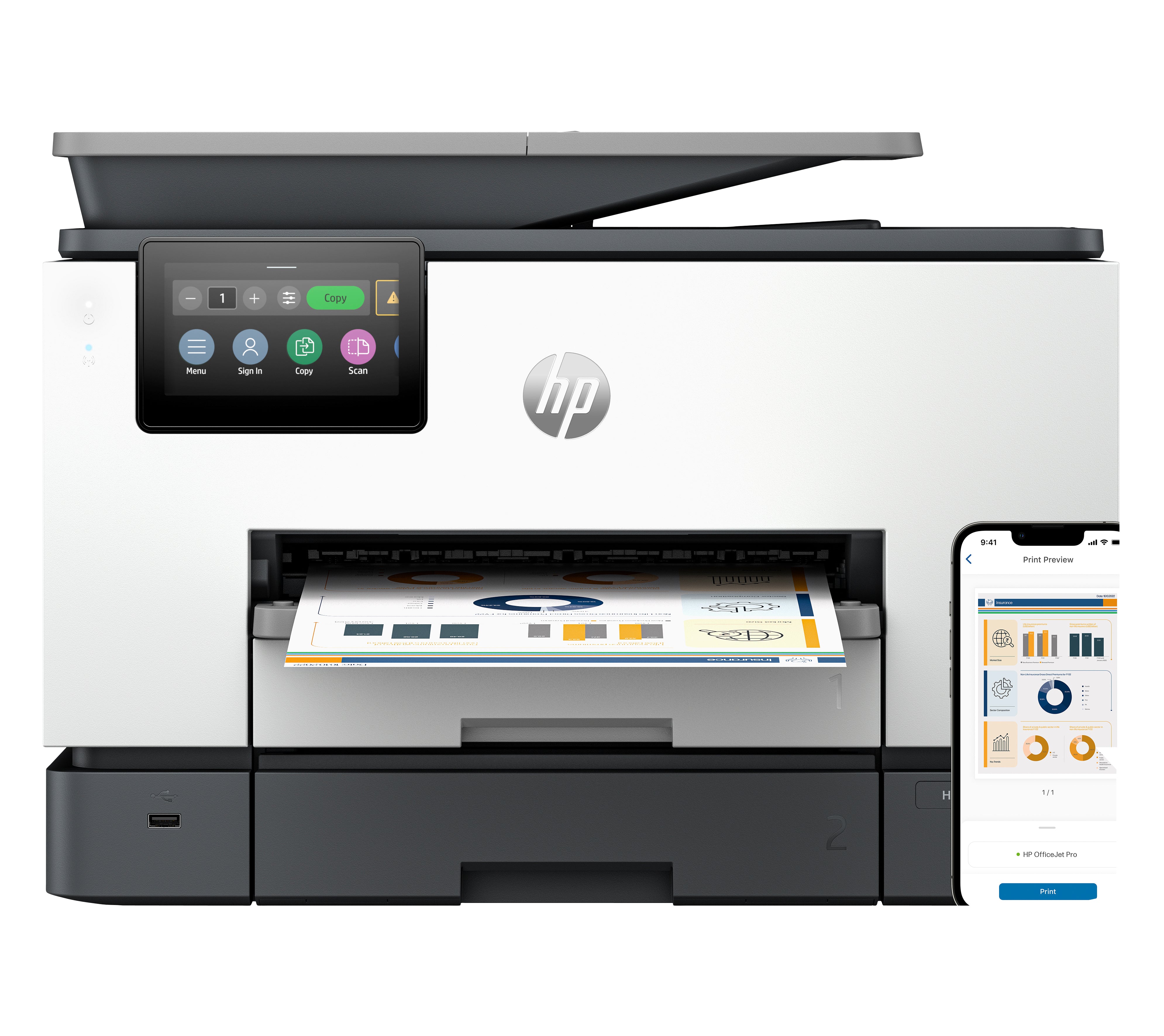 Printer HP OfficeJet Pro 9130b (4U561B) - Cartouches Certifiees
