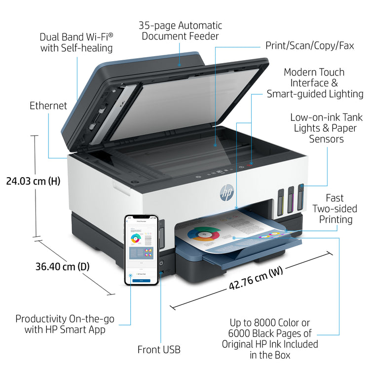 Printer HP Smart Tank 7602 (28B98A) - Cartouches Certifiees