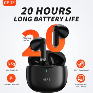 QERE E28 Bluetooth Wireless Earbuds, Immersive Sound & Noise Cancellation, IPX5 - Black (130286) - Cartouches Certifiees
