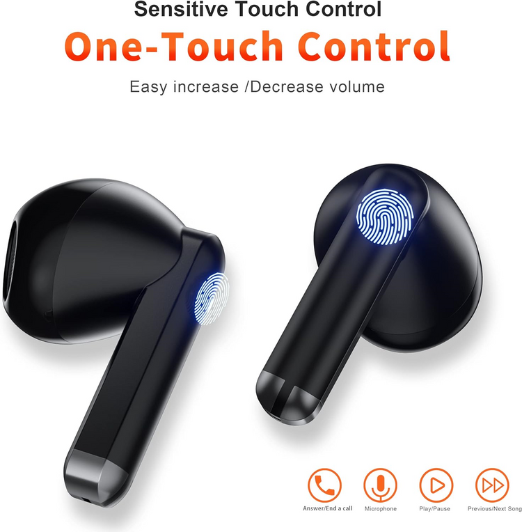 QERE E28 Bluetooth Wireless Earbuds, Immersive Sound & Noise Cancellation, IPX5 - Black (130286) - Cartouches Certifiees