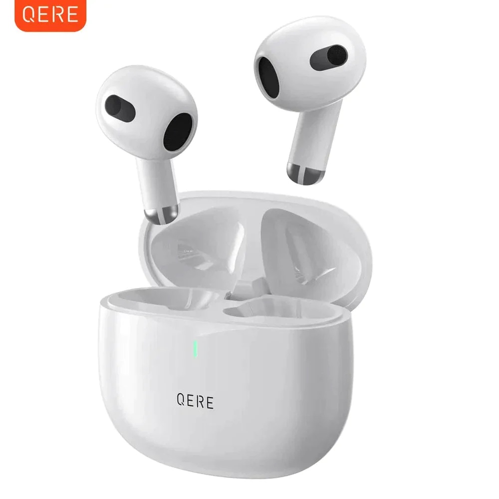 QERE E28 Bluetooth Wireless Earbuds, Immersive Sound & Noise Cancellation, IPX5 - White (130279) - Cartouches Certifiees