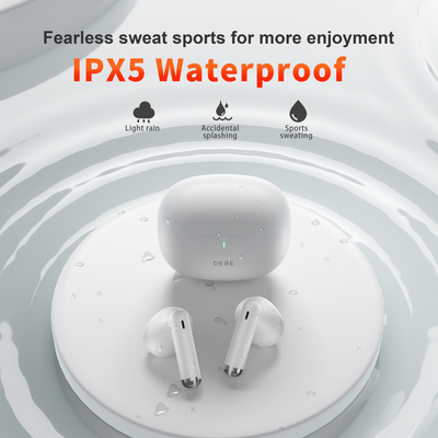 QERE E28 Bluetooth Wireless Earbuds, Immersive Sound & Noise Cancellation, IPX5 - White (130279) - Cartouches Certifiees