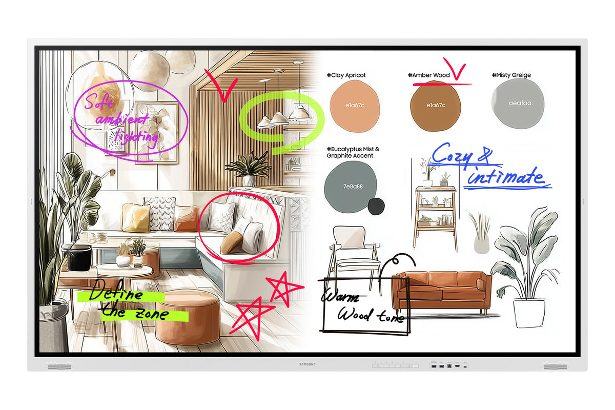 SAMSUNG DISPLAY Samsung WM75FX interactive whiteboard 190,5 cm (75") 3840 x 2160 pixels Touchscreen Grey, White HDMI (LH75WMFWLGCXZC) - Cartouches Certifiees