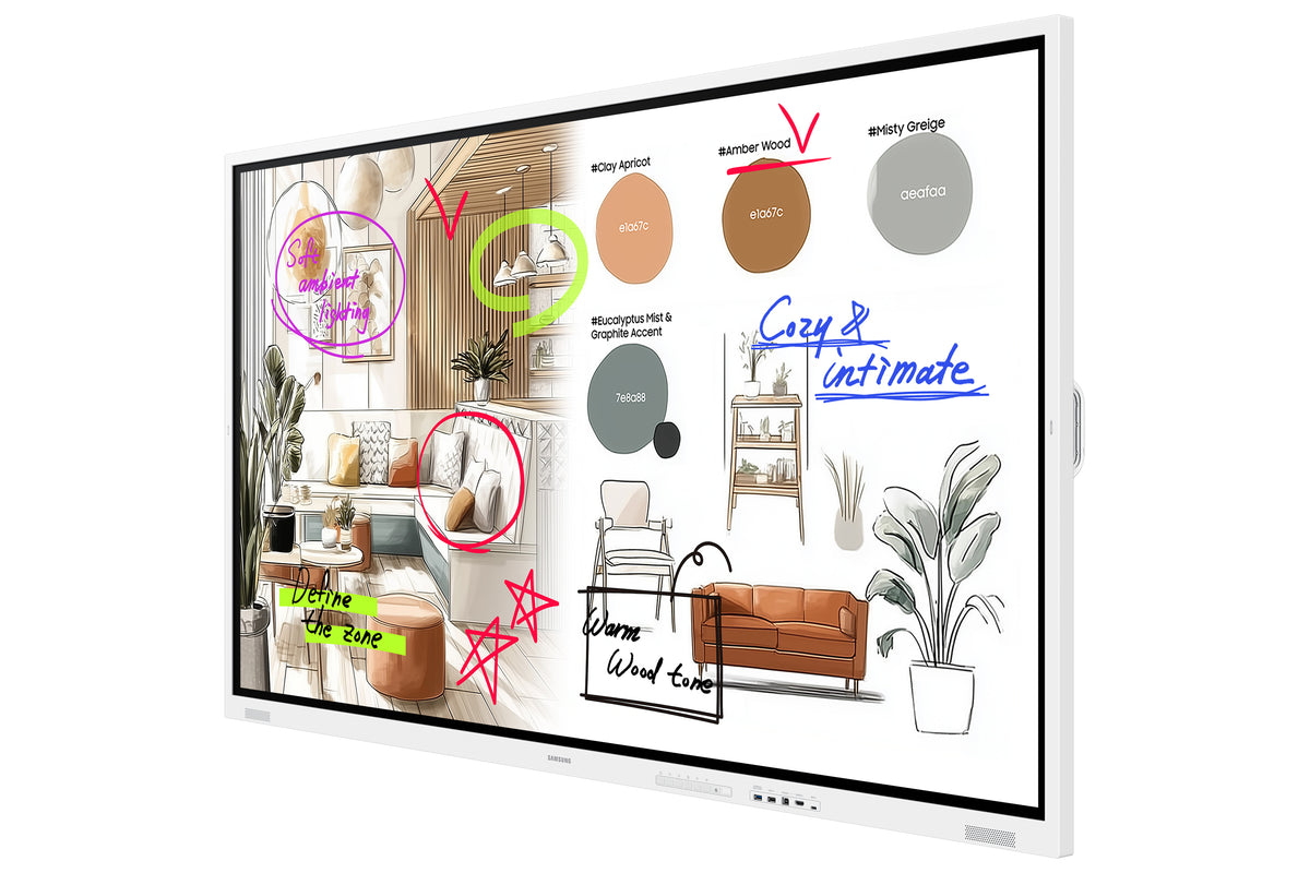 SAMSUNG DISPLAY Samsung WM75FX interactive whiteboard 190,5 cm (75") 3840 x 2160 pixels Touchscreen Grey, White HDMI (LH75WMFWLGCXZC) - Cartouches Certifiees