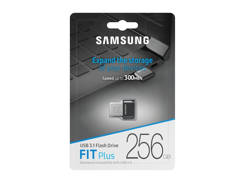 SAMSUNG FIT Plus USB flash drive 256 GB USB Type-A 3.2 Gen 1 (3.1 Gen 1) Black, Stainless steel (MUF-256AB/AM) - Cartouches Certifiees