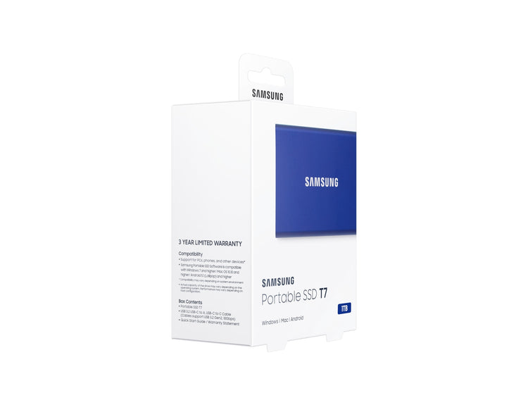 SAMSUNG T7 1 TB USB Type-C 3.2 Gen 2 (3.1 Gen 2) Blue (MU-PC1T0H/AM) - Cartouches Certifiees