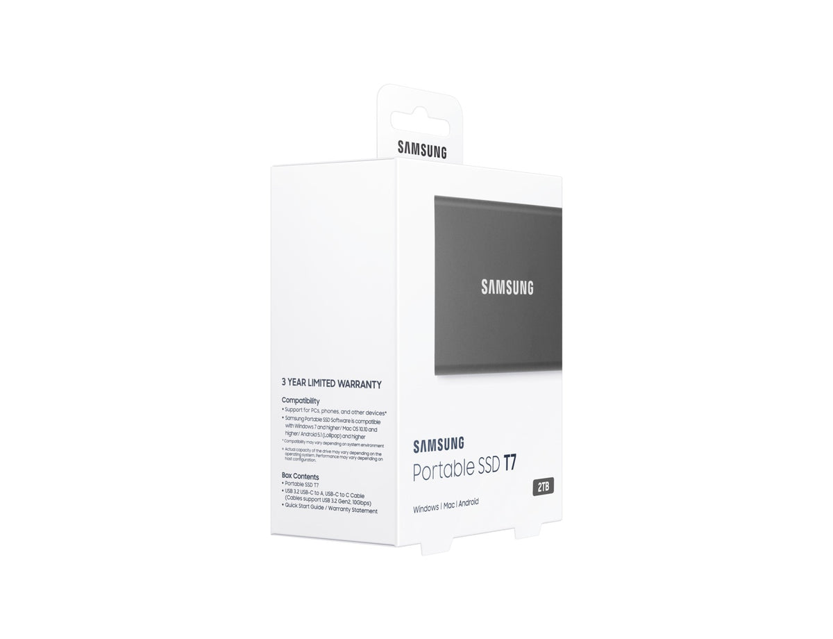 SAMSUNG T7 2 TB USB Type-C 3.2 Gen 2 (3.1 Gen 2) Titanium (MU-PC2T0T/AM) - Cartouches Certifiees