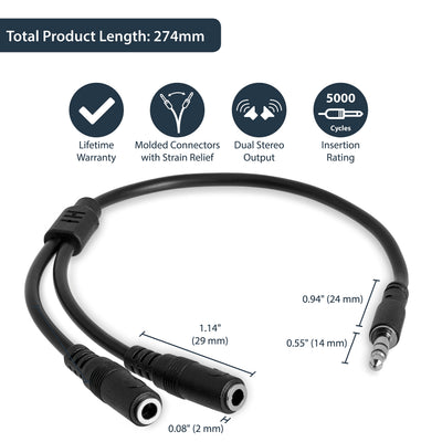 STARTECH audio cable 0,2 m 3.5mm 2x3.5mm Black (MUY1MFFS) - Cartouches Certifiees