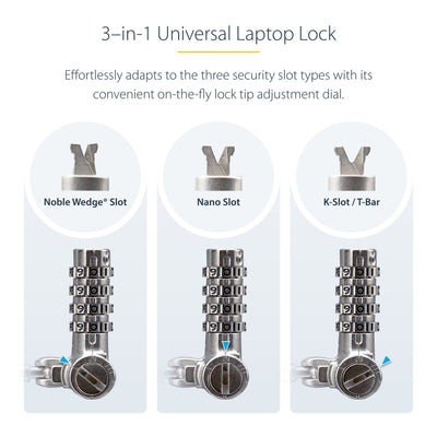 STARTECH cable lock Black, Silver 2 m (UNIVC4D-LAPTOP-LOCK) - Cartouches Certifiees
