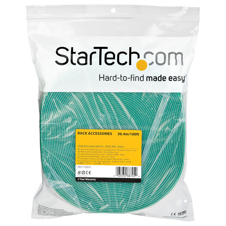 STARTECH cable tie Hook & loop cable tie Nylon Green 1 pc(s) (HKLP100GN) - Cartouches Certifiees