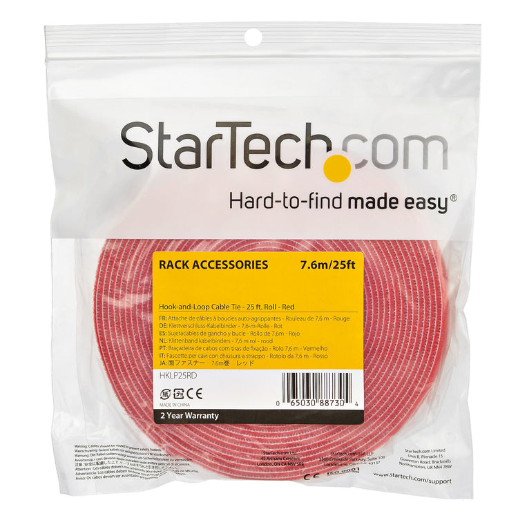 STARTECH cable tie Hook & loop cable tie Nylon Red 1 pc(s) (HKLP25RD) - Cartouches Certifiees