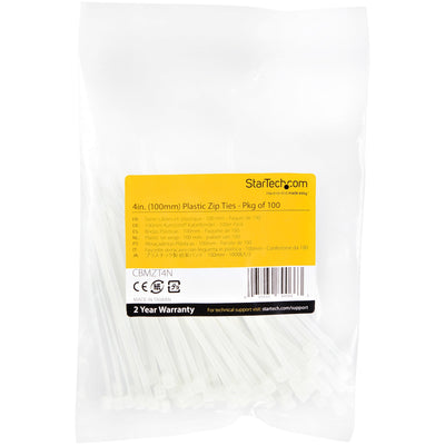 STARTECH cable tie Releasable cable tie Nylon, Plastic White 100 pc(s) (CBMZT4N) - Cartouches Certifiees