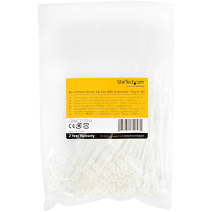 STARTECH cable tie Releasable cable tie Nylon, Plastic White 100 pc(s) (CBMZTS10N4) - Cartouches Certifiees