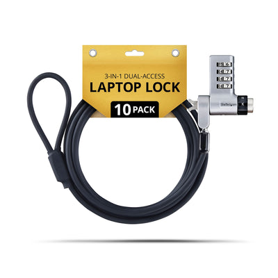 STARTECH .com 10-Pack 3-in-1 Laptop Lock cable lock Black, Silver 2 m (UDUOKA10-LAPTOP-LOCK) - Cartouches Certifiees