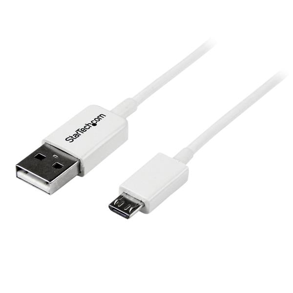 STARTECH .com 2m USB 2.0 A/Micro-B m/m USB cable USB A Micro-USB B 0,48 Gbit/s White (USBPAUB2MW) - Cartouches Certifiees