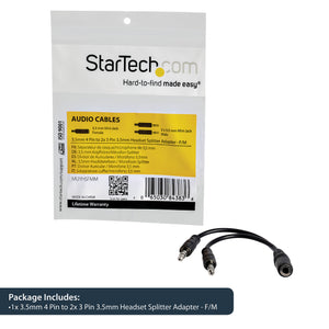 STARTECH .com audio cable 0,13 m 3.5mm 2 x 3.5mm Black (MUYHSFMM) - Cartouches Certifiees