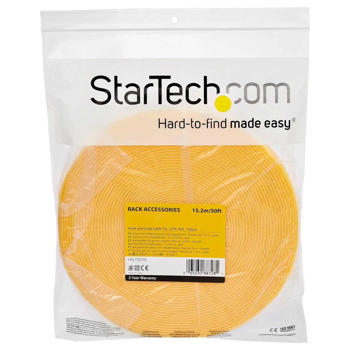 STARTECH .com cable tie Hook & loop cable tie Nylon Yellow 1 pc(s) (HKLP25YW) - Cartouches Certifiees