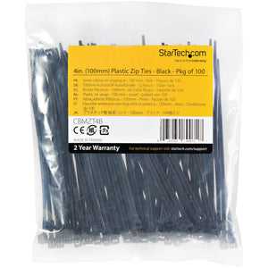 STARTECH .com cable tie Releasable cable tie Nylon, Plastic Black 100 pc(s) (CBMZT4B) - Cartouches Certifiees