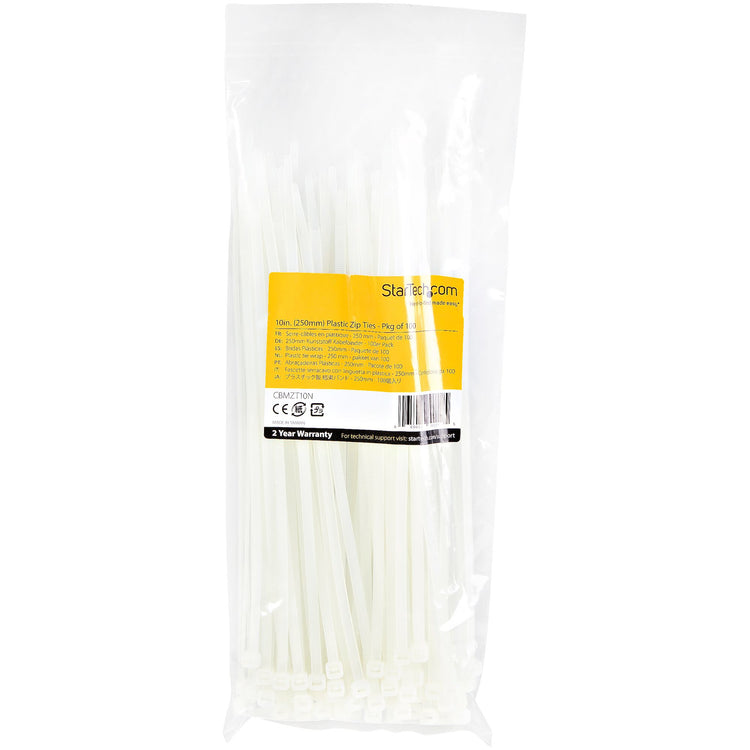 STARTECH .com cable tie Releasable cable tie Nylon, Plastic White 100 pc(s) (CBMZT10N) - Cartouches Certifiees